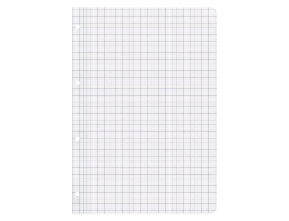 RECAMBIO LIDERPAPEL A4 100 HOJAS PAPEL RECICLADO 100% 80GR CUADRO 4MM CON MARGEN 4 TALADROS
