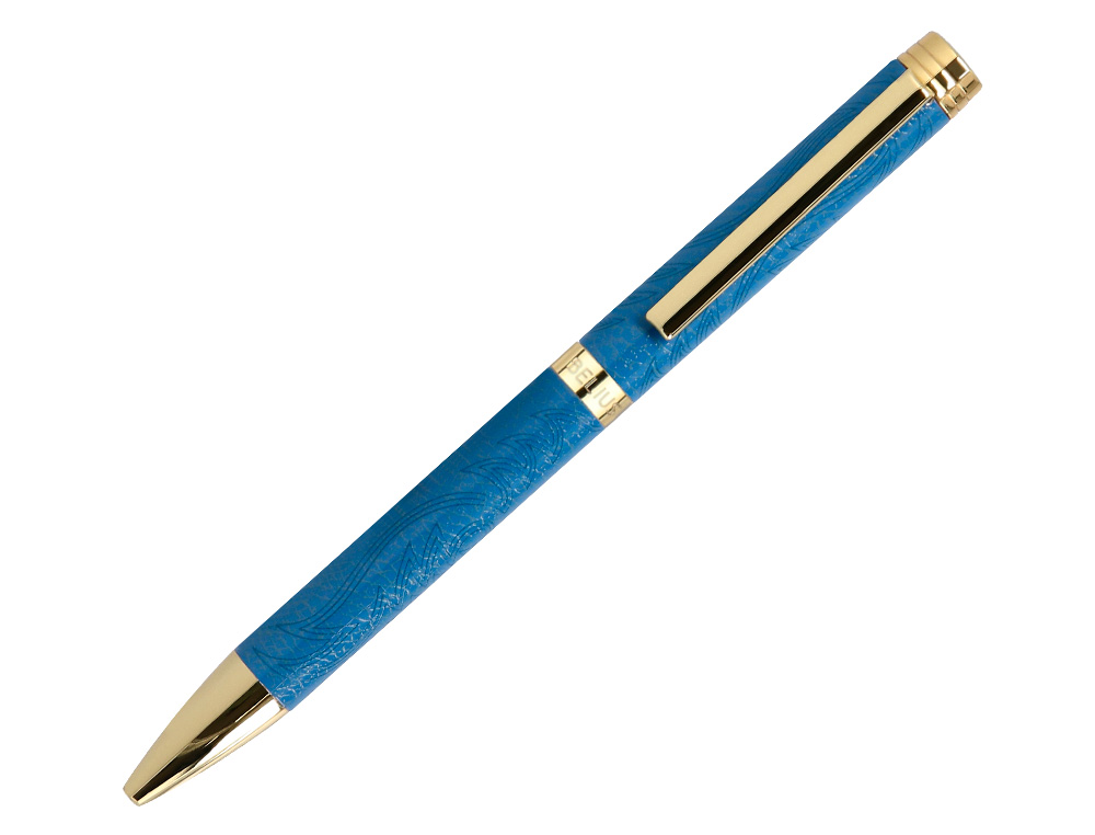 BOLIGRAFO BELIUS WILD WEST ALUMINIO COLOR AZUL MARINO DORADO TINTA COLOR AZUL CAJA DE DISEO