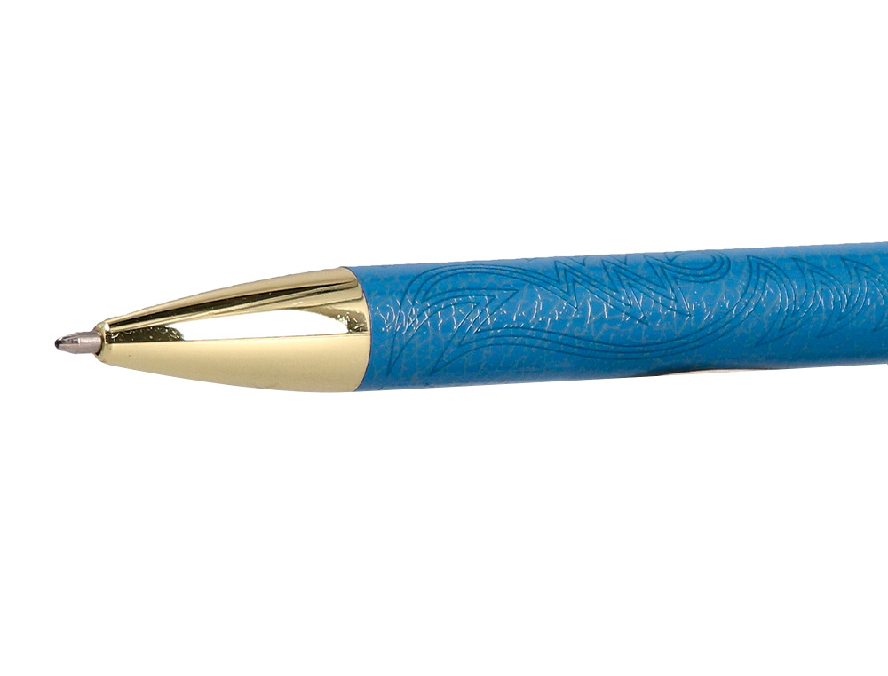 BOLIGRAFO BELIUS WILD WEST ALUMINIO COLOR AZUL MARINO DORADO TINTA COLOR AZUL CAJA DE DISEO