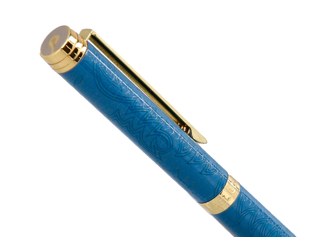 BOLIGRAFO BELIUS WILD WEST ALUMINIO COLOR AZUL MARINO DORADO TINTA COLOR AZUL CAJA DE DISEO