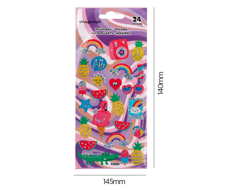 PEGATINAS IMAGINOVO DISEOS SURTIDOS VERANO CON BRILLO 214X100 MM EN BLISTER