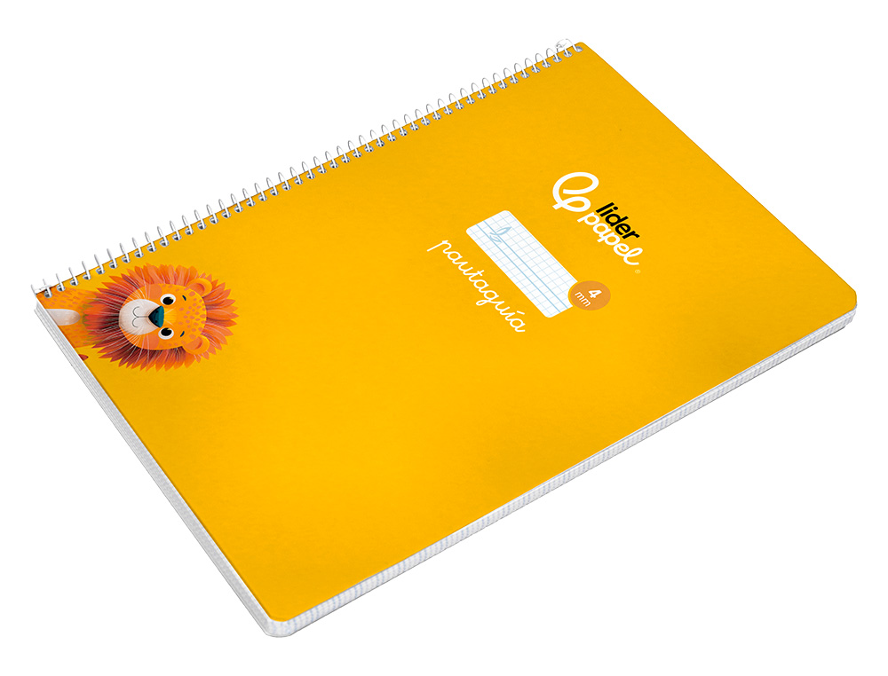 CUADERNO ESPIRAL LIDERPAPEL A4 PAUTAGUIA TAPA DURA 80H 90GR CUADRO PAUTADO 4MM COLOR AMARILLO