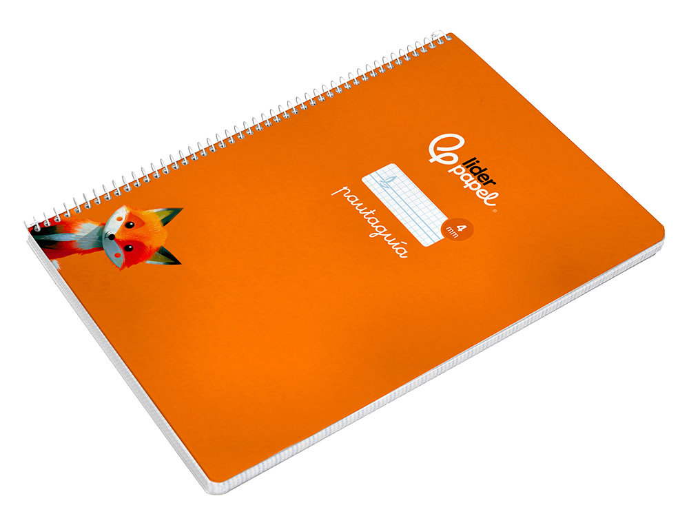 CUADERNO ESPIRAL LIDERPAPEL A4 PAUTAGUIA TAPA DURA 80H 90GR CUADRO PAUTADO 4MM COLOR NARANJA