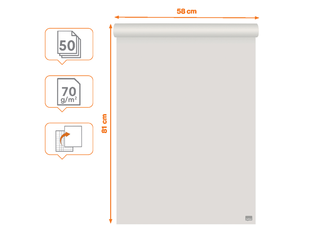 BLOC CONGRESO NOBO PAPEL RECICLADO CUADRICULADO/LISO 580X810 MM 50 HOJAS 70 G/M2