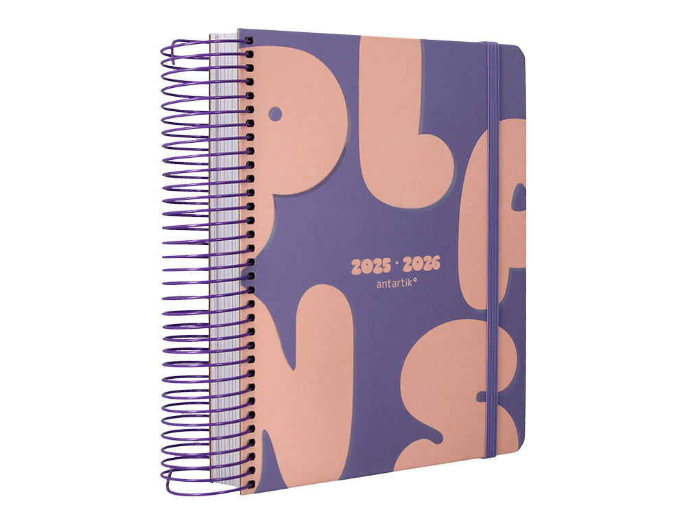 AGENDA ESCOLAR ANTARTIK 25-26 ESPIRAL PLANS MORADO DIA PAGINA A5 BILINGE PAPEL FSC 80 GR
