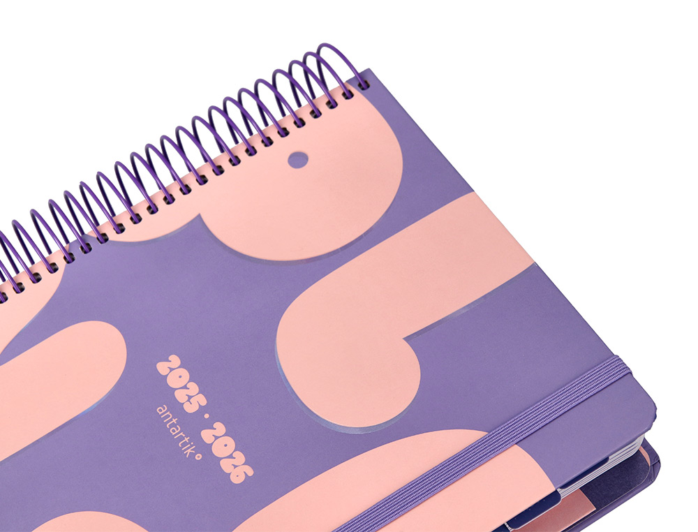 AGENDA ESCOLAR ANTARTIK 25-26 ESPIRAL PLANS MORADO DIA PAGINA A5 BILINGE PAPEL FSC 80 GR