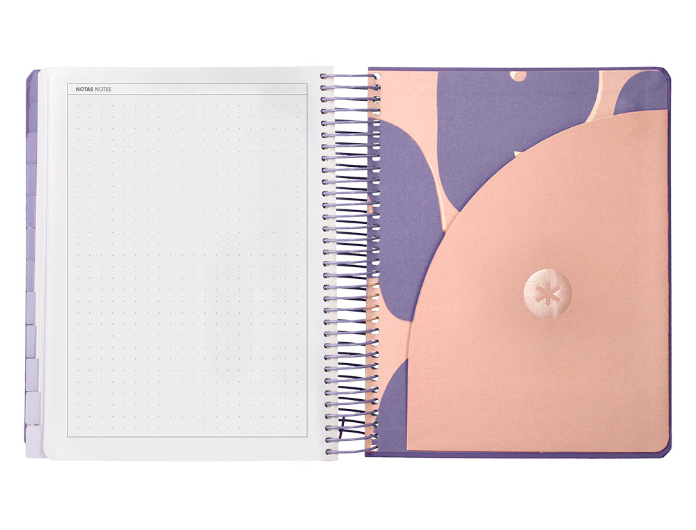 AGENDA ESCOLAR ANTARTIK 25-26 ESPIRAL PLANS MORADO DIA PAGINA A5 BILINGE PAPEL FSC 80 GR