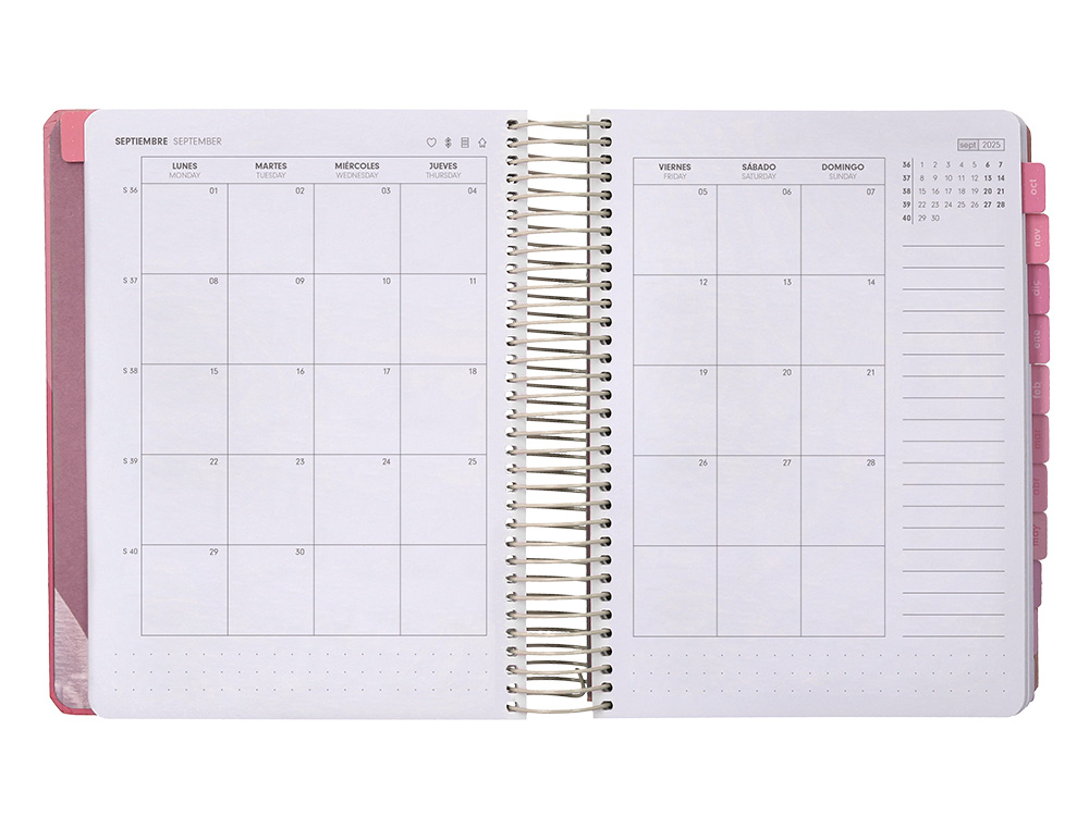 AGENDA ESCOLAR ANTARTIK 25-26 ESPIRAL FUN DAY ROSA DIA PAGINA A5 BILINGE PAPEL FSC 80 GR