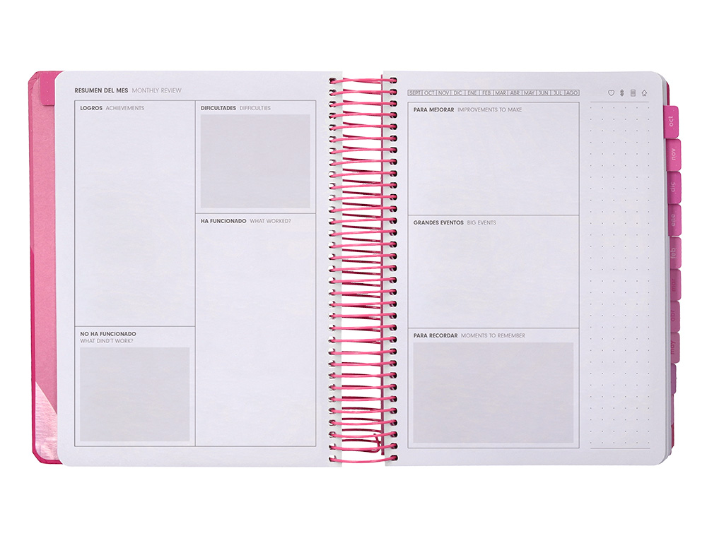 AGENDA ESCOLAR ANTARTIK 25-26 ESPIRAL FUN DAY ROSA DIA PAGINA A5 BILINGE PAPEL FSC 80 GR