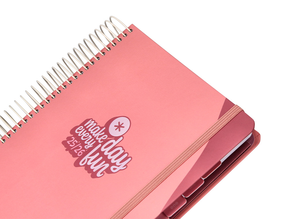 AGENDA ESCOLAR ANTARTIK 25-26 ESPIRAL FUN DAY ROSA DIA PAGINA A5 BILINGE PAPEL FSC 80 GR