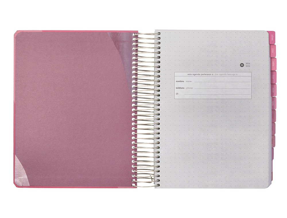 AGENDA ESCOLAR ANTARTIK 25-26 ESPIRAL FUN DAY ROSA DIA PAGINA A5 BILINGE PAPEL FSC 80 GR