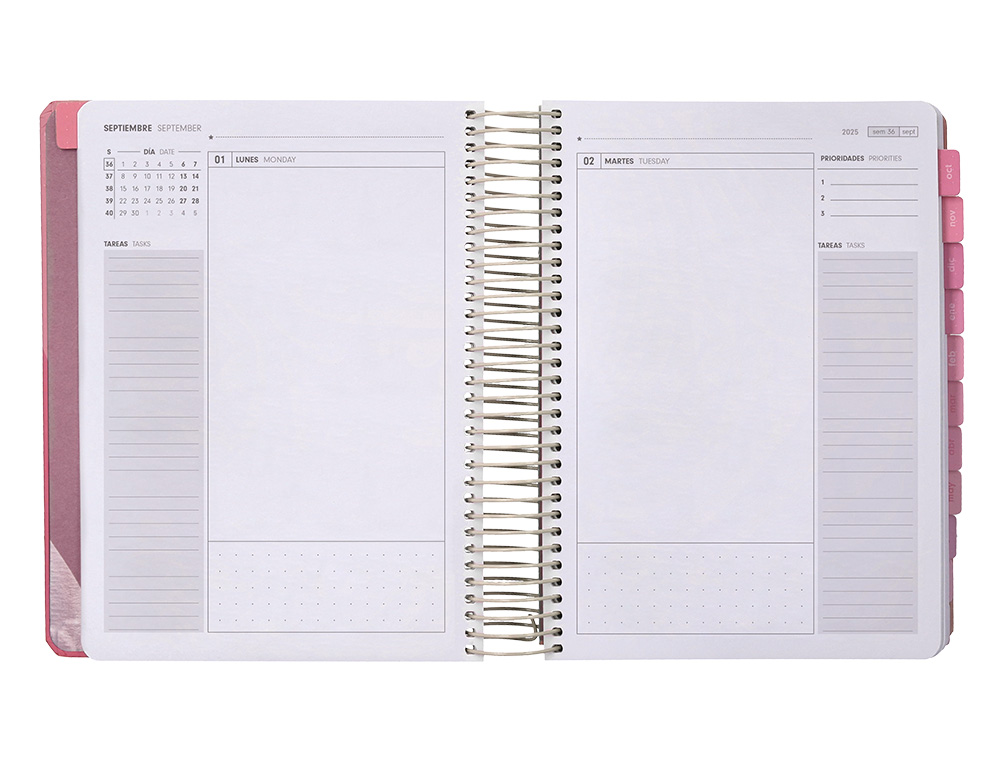 AGENDA ESCOLAR ANTARTIK 25-26 ESPIRAL FUN DAY ROSA DIA PAGINA A5 BILINGE PAPEL FSC 80 GR
