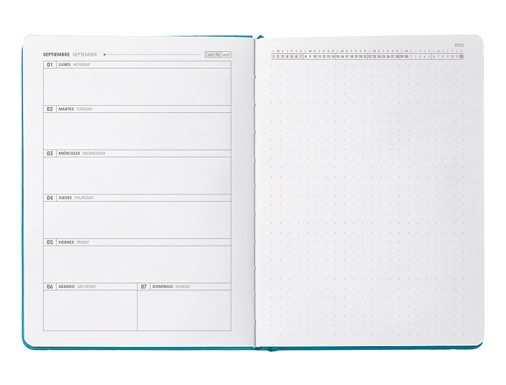 AGENDA ESCOLAR ANTARTIK 25-26 ENCUADERNADA GO! SIMIL PIEL VERDE SEMANA VISTA A5 BILINGE PAPEL FSC 80 GR
