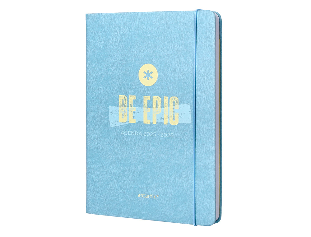 AGENDA ESCOLAR ANTARTIK 25-26 ENCUADERNADA GO! SIMIL PIEL AZUL SEMANA VISTA A5 BILINGE PAPEL FSC 80 GR