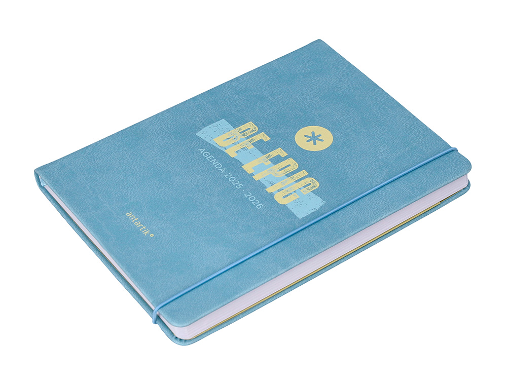 AGENDA ESCOLAR ANTARTIK 25-26 ENCUADERNADA GO! SIMIL PIEL AZUL SEMANA VISTA A5 BILINGE PAPEL FSC 80 GR