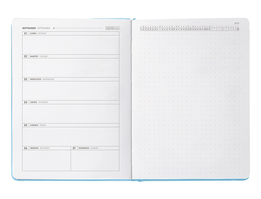 AGENDA ESCOLAR ANTARTIK 25-26 ENCUADERNADA GO! SIMIL PIEL AZUL SEMANA VISTA A5 BILINGE PAPEL FSC 80 GR