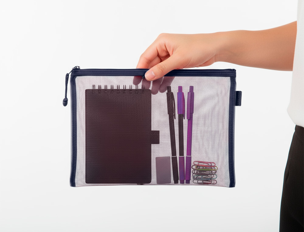 BOLSA ZIPPER BAG LIDERPAPEL POLIESTER TRANSPIRABLE MULTIUSOS DIN A5 AZUL MARINO