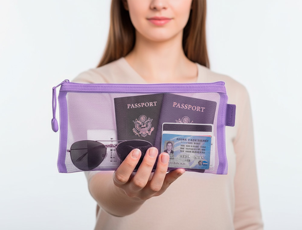 BOLSA ZIPPER BAG LIDERPAPEL POLIESTER TRANSPIRABLE MULTIUSOS TICKET 230X115 MM MORADO PASTEL