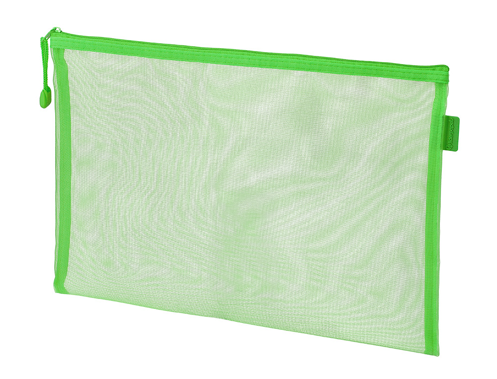 BOLSA ZIPPER BAG LIDERPAPEL POLIESTER TRANSPIRABLE MULTIUSOS DIN A4 VERDE PASTEL