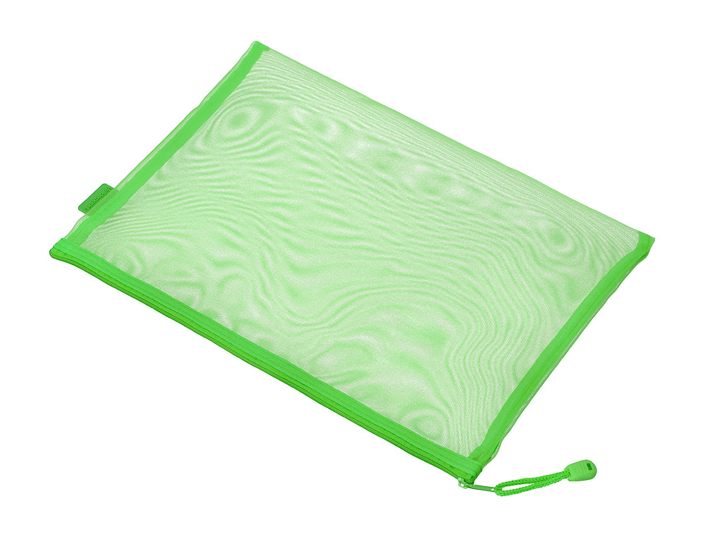 BOLSA ZIPPER BAG LIDERPAPEL POLIESTER TRANSPIRABLE MULTIUSOS DIN A4 VERDE PASTEL