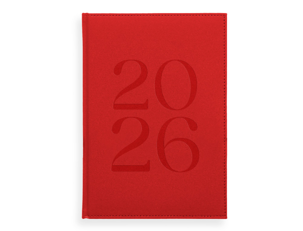 AGENDA ENCUADERNADA LIDERPAPEL CRETA 150X210 MM 2026 SEMANA VISTA ROJO PAPEL 70 GR FSC