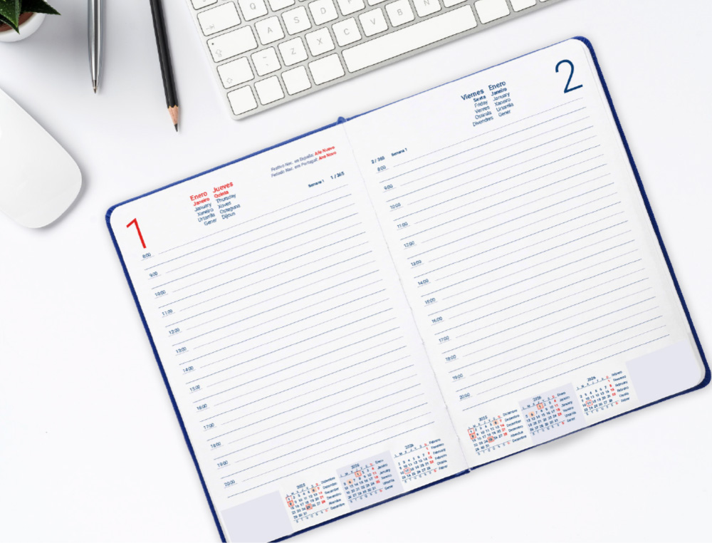 AGENDA ENCUADERNADA LIDERPAPEL LIPSI A5 2026 DIA PAGINA NEGRO PAPEL 70 GR FSC