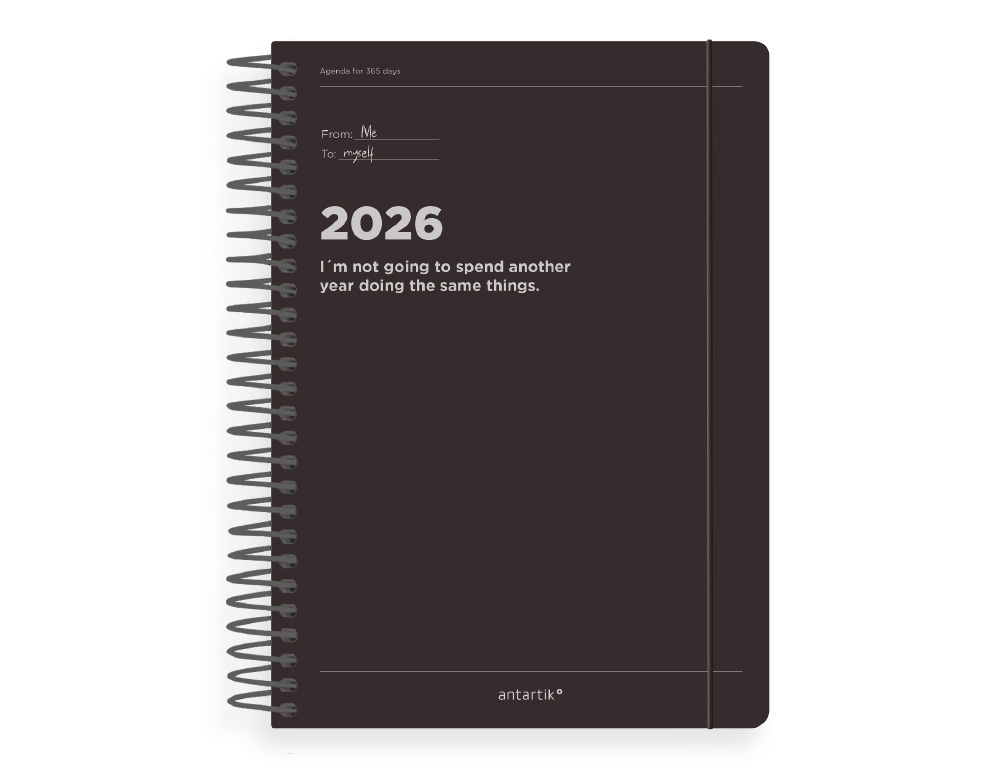 AGENDA ESPIRAL ANTARTIK MANIFEST A5+ 2026 DA PGINA NEGRO PAPEL 80G FSC