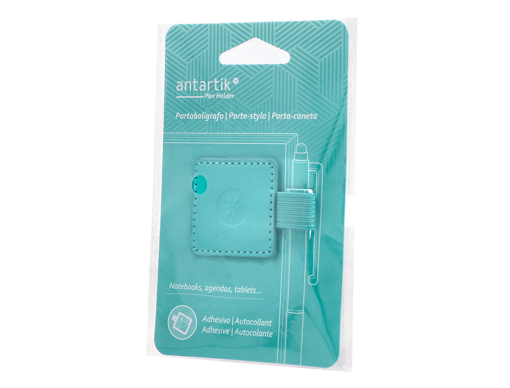 PORTABOLIGRAFO AUTOADHESIVO ANTARTIK PARA CUADERNO NOTE CON ELASTICO HASTA 15 MM GROSOR 80 MM TURQUESA 40X40