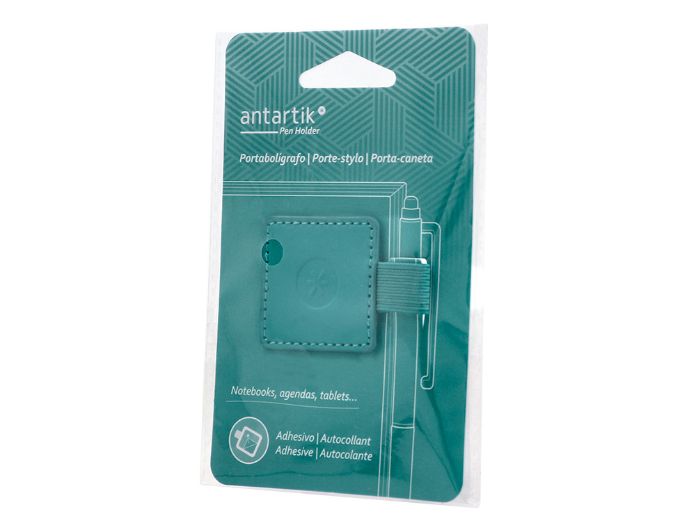 PORTABOLIGRAFO AUTOADHESIVO ANTARTIK PARA CUADERNO NOTE CON ELASTICO HASTA 15 MM GROSOR 80 MM VERDE AGUAMARINA