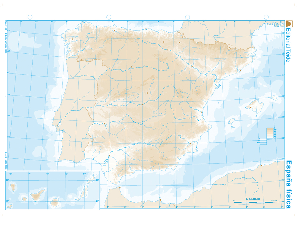 MAPA MUDO B/N DIN A4 ESPAA FISICO