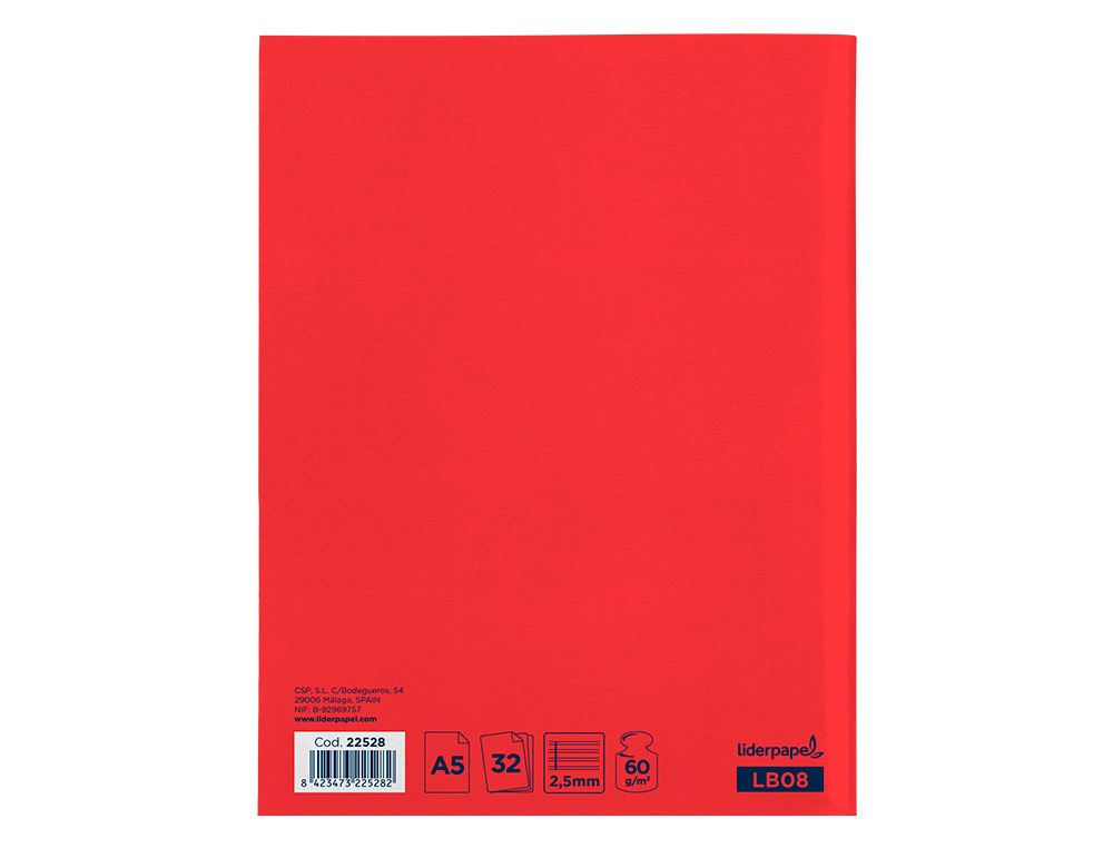 LIBRETA LIDERPAPEL SMART A5 32 HOJAS 60G/M2CUADRO PAUTA 5 2.5MM CON MARGEN