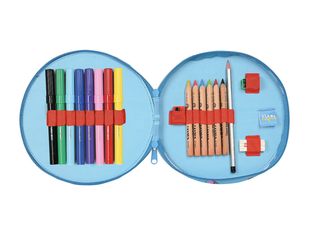 PLUMIER ESCOLAR SAFTA CON CREMALLERA 18 PIEZAS 210X35 MM CLEO & CUQUIN GOOD NIGHT
