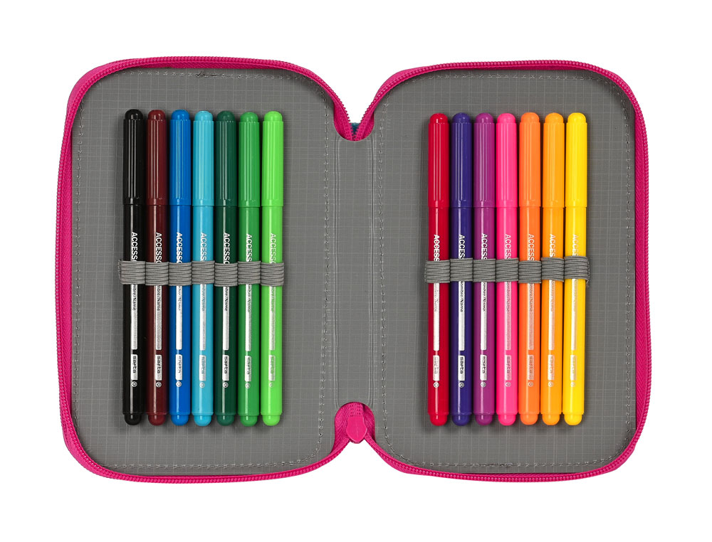 PLUMIER ESCOLAR SAFTA DOBLE PEQUEO 28 PIEZAS PIN Y PON 195X125X40 MM