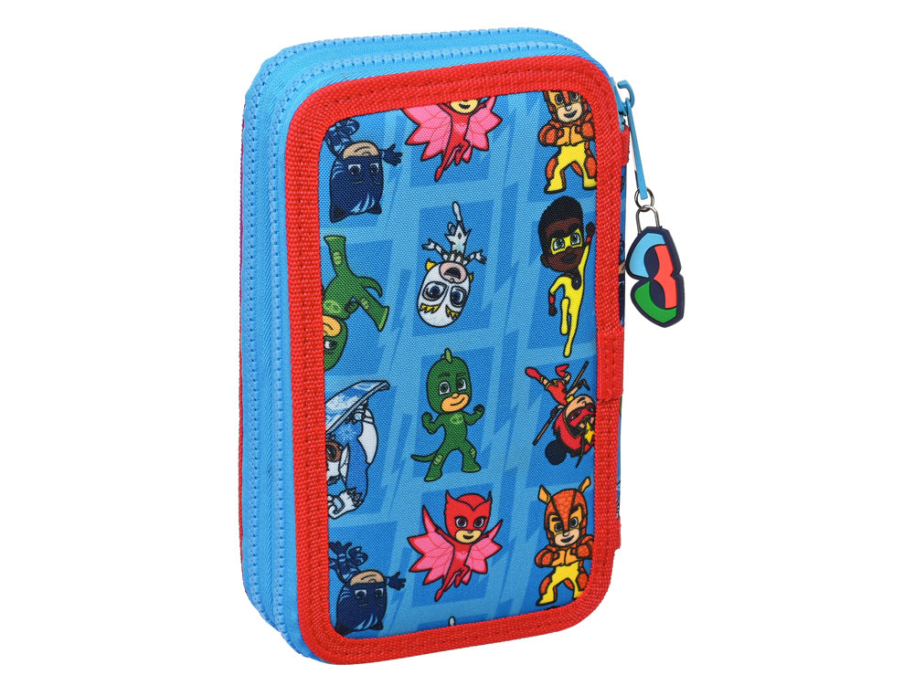 PLUMIER ESCOLAR SAFTA DOBLE PEQUEO 28 PIEZAS PJMASK 195X125X40 MM