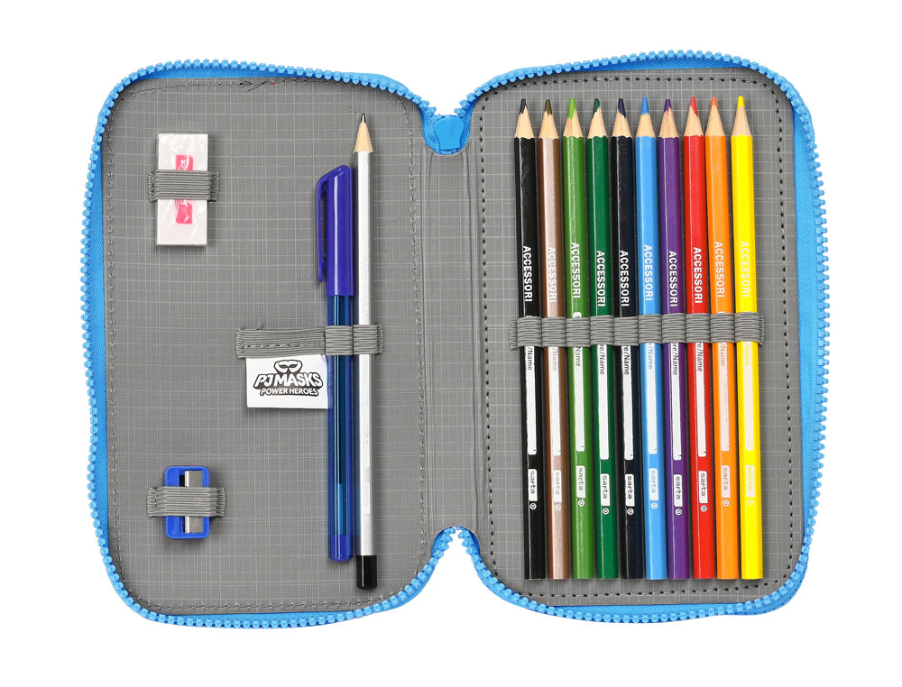 PLUMIER ESCOLAR SAFTA DOBLE PEQUEO 28 PIEZAS PJMASK 195X125X40 MM