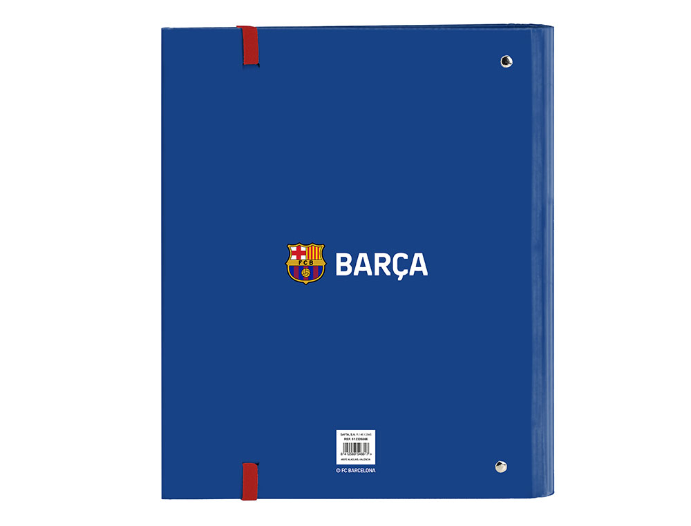 CARPETA 4 ANILLAS 35 MM SAFTA DIN A4 GOMA Y 5 SEPARADORES TAPA FORRADA RECAMBIO 100H 60 GR F.C. BARCELONA 2