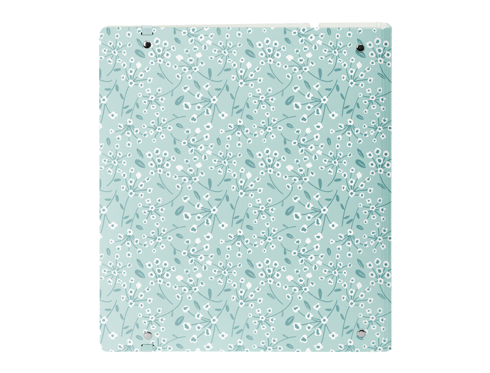 CARPETA CON RECAMBIO SAFTA DIN A4 CUADRO 5 MM POLIPROPILENO FOAM 4 ANILLAS 35MM ESTAMPADOS FLORAL AZUL