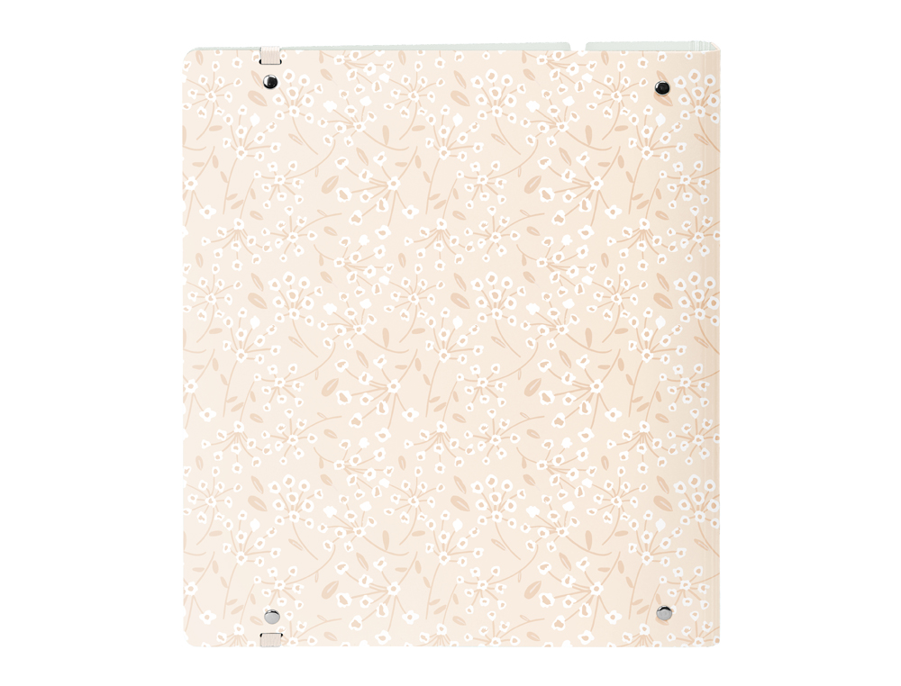 CARPETA CON RECAMBIO SAFTA DIN A4 CUADRO 5 MM POLIPROPILENO FOAM 4 ANILLAS 35MM ESTAMPADOS FLORAL ROSA