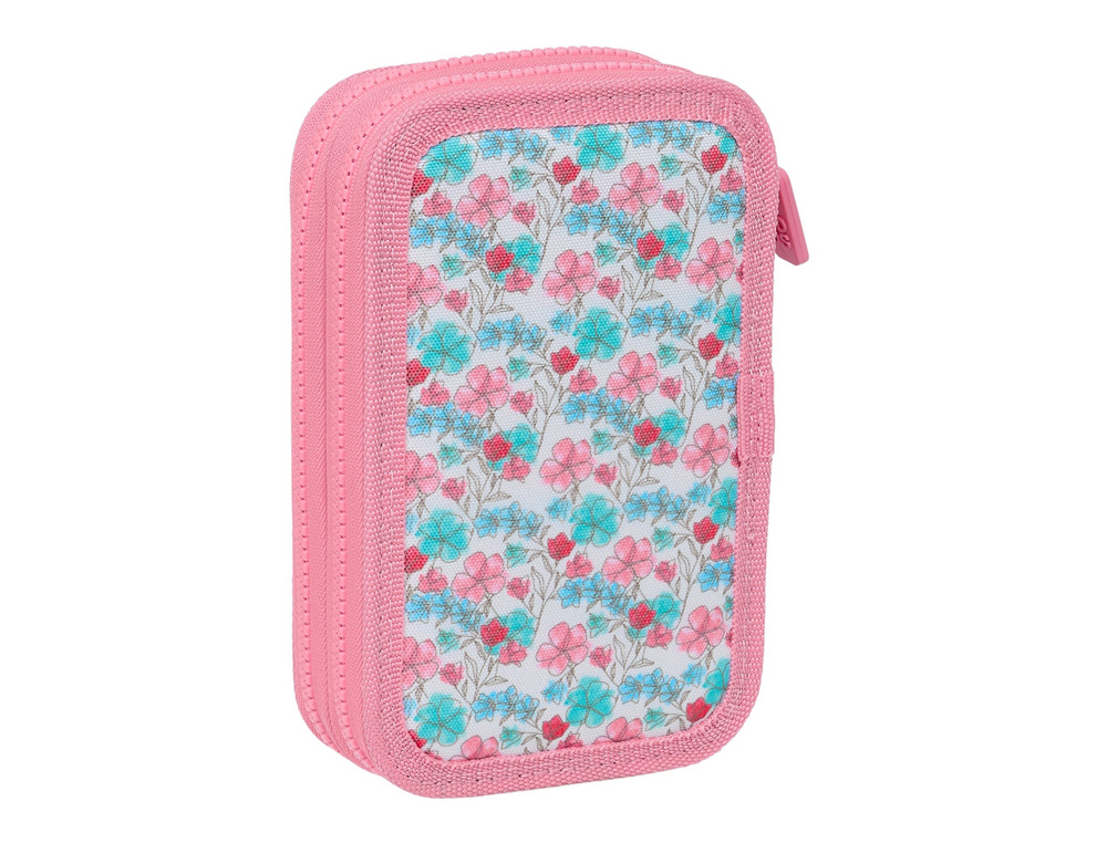 PLUMIER ESCOLAR SAFTA DOBLE PEQUEO 28 PIEZAS RECICLADO MOOS FLORESISTENTE 195X125X40 MM