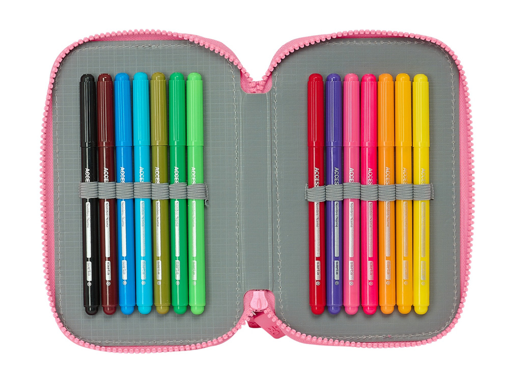 PLUMIER ESCOLAR SAFTA DOBLE PEQUEO 28 PIEZAS RECICLADO MOOS FLORESISTENTE 195X125X40 MM