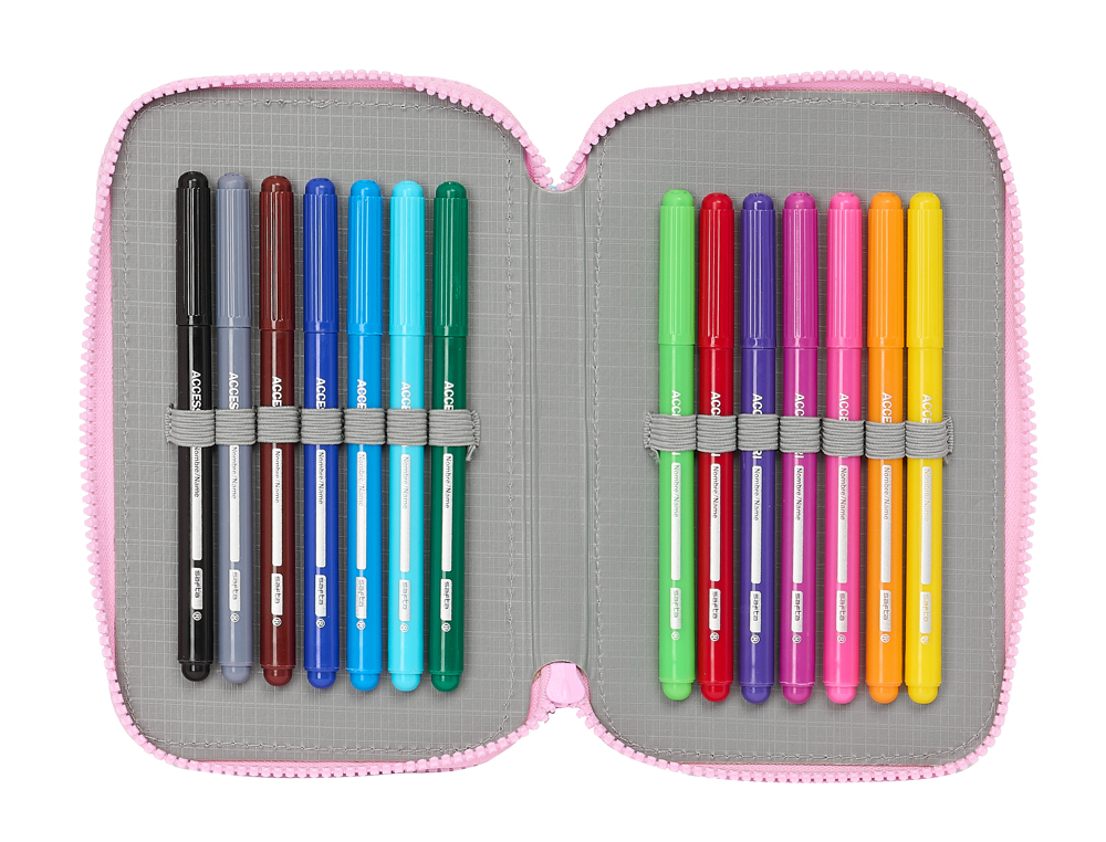 PLUMIER ESCOLAR SAFTA DOBLE PEQUEÑO 28 PIEZAS MUNICH HEAVEN 195X125X40 MM