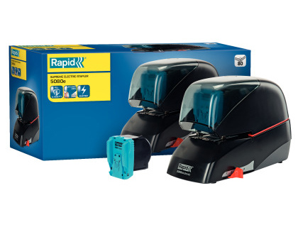 GRAPADORA RAPID ELECTRICA 5080E CAPACIDAD 80 HOJAS COLOR NEGRO USA GRAPAS 5080E