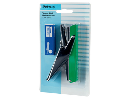 GRAPADORA PETRUS MAJORETTE DE TENAZA 205 CAPACIDAD 10 HOJAS + 1 CAJA GRAPAS N 202