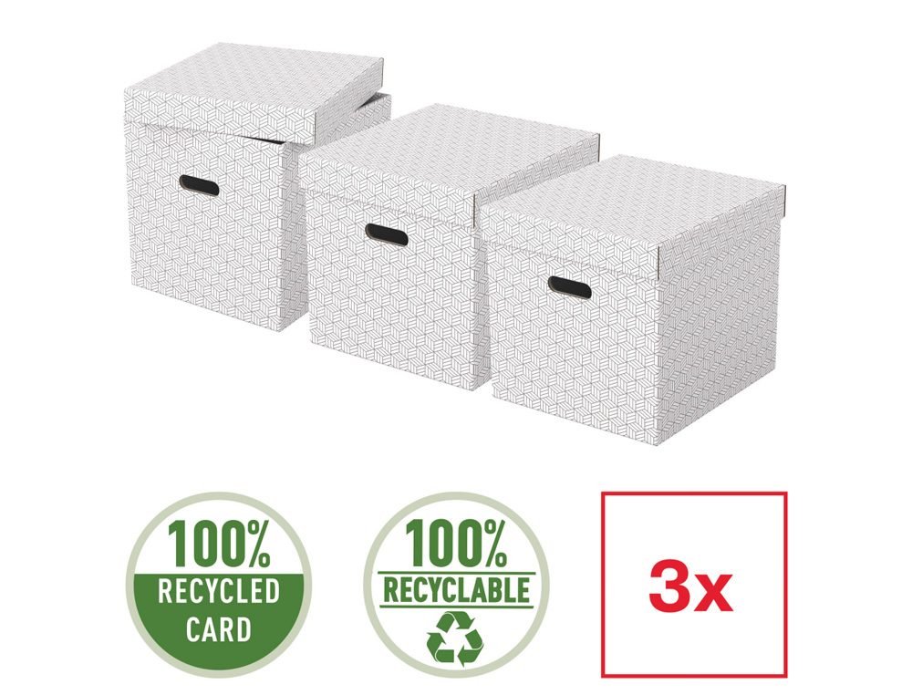 CAJA ALMACENAMIENTO ESSELTE CUBICA COLOR BLANCO 365X320X315 MM PACK DE 3 UNIDADES
