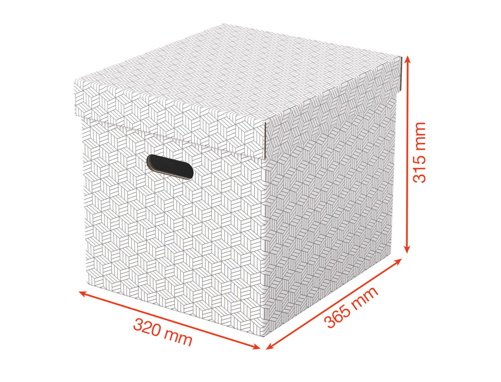 CAJA ALMACENAMIENTO ESSELTE CUBICA COLOR BLANCO 365X320X315 MM PACK DE 3 UNIDADES