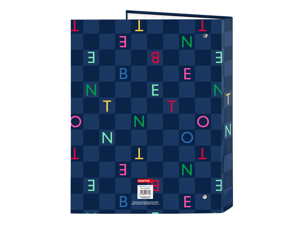 CARPETA CARTON FOLIO 4 ANILLAS MIXTAS SAFTA BENETTON DAMERO