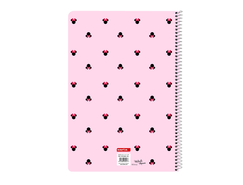 CUADERNO ESPIRAL SAFTA TAPA EXTRADURA FOLIO 80 HOJAS CUADRO 4 MM 60 GR MINNIE MOUSE NALVE