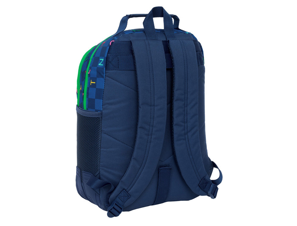 MOCHILA SAFTA DOBLE CON CANTONERAS ADAPTABLE A CARRO BENETTON DAMERO 420X320X150 MM