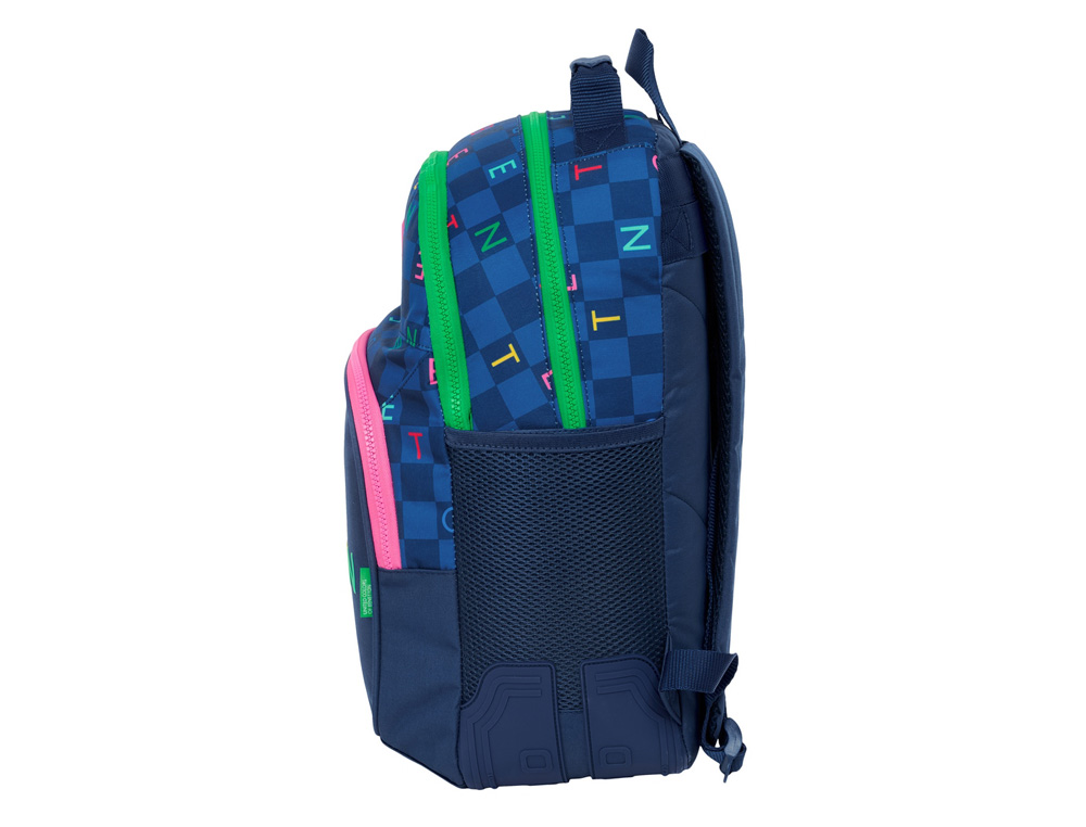 MOCHILA SAFTA DOBLE CON CANTONERAS ADAPTABLE A CARRO BENETTON DAMERO 420X320X150 MM