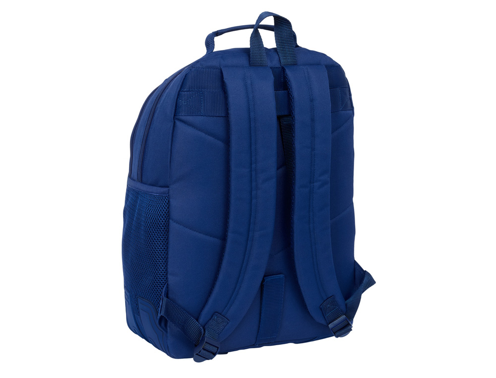MOCHILA SAFTA DOBLE CON CANTONERAS ADAPTABLE A CARRO F.C. BARCELONA NAVY BLUE 420X320X150 MM